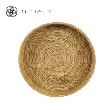 Tray Serving Burma Rattan Natural Round