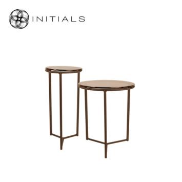 Tri leg Table Topaz Glass Metal Metallic Brown Round